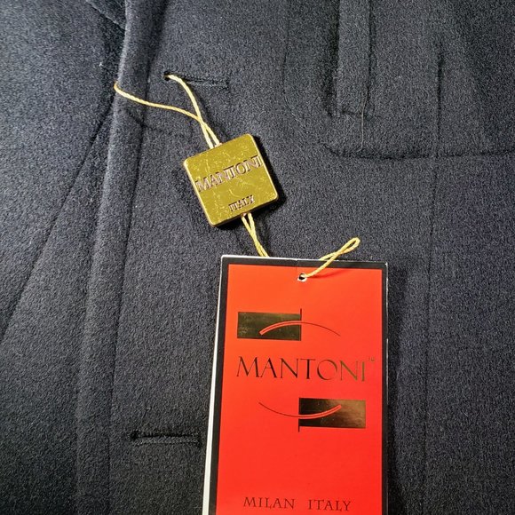Mantoni NWT- 42R Black-Wool/Cashmere Car Coat 3/4 - Picture 2 of 16
